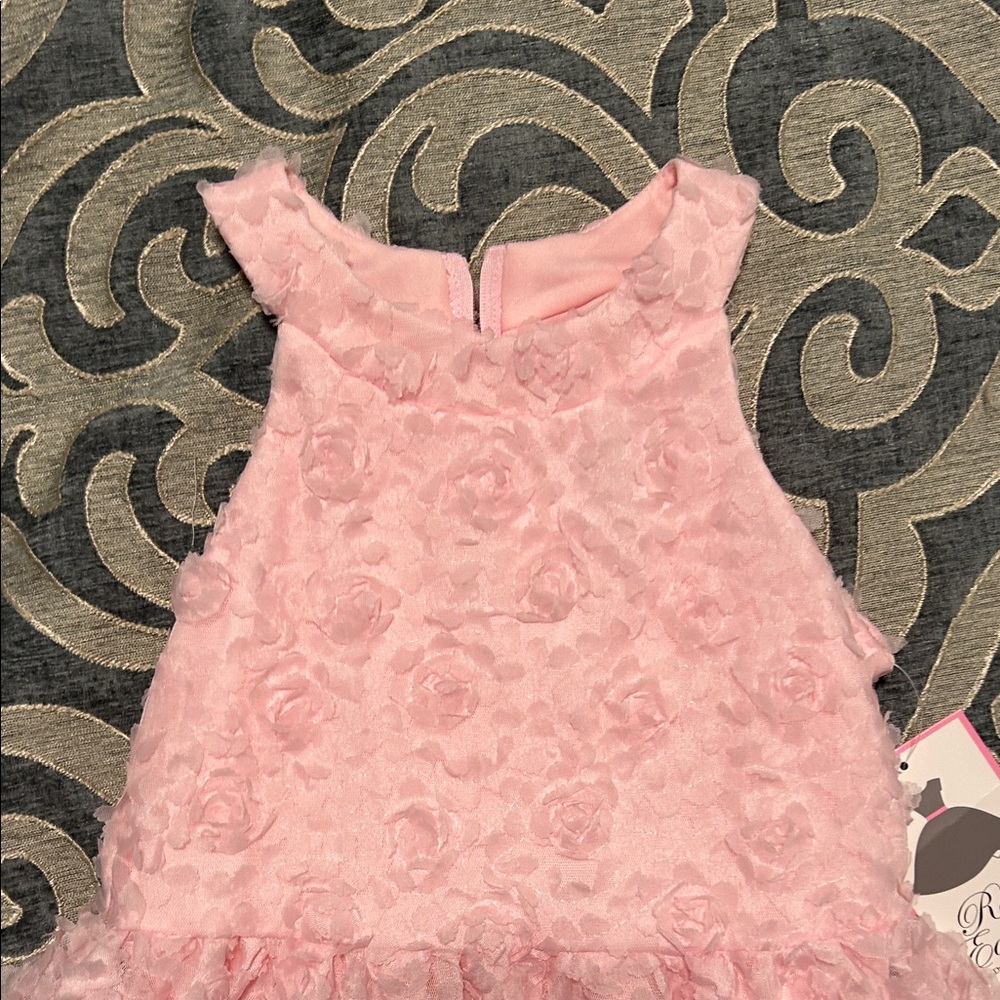 Rare Editions Pink Textured Kids Dress - Picture 3 of 5